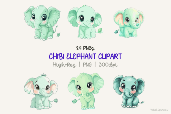 Chibi Elephant Clipart for Creative Projects