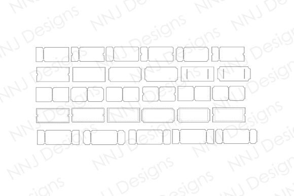 Coupon Voucher Outline Border SVG Set