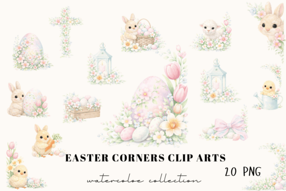 Easter Corners Watercolor Clipart Guide