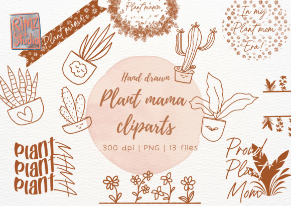 Elevate Your Creative Projects with Plant Mama Doodle Graphics Hand Drawn
