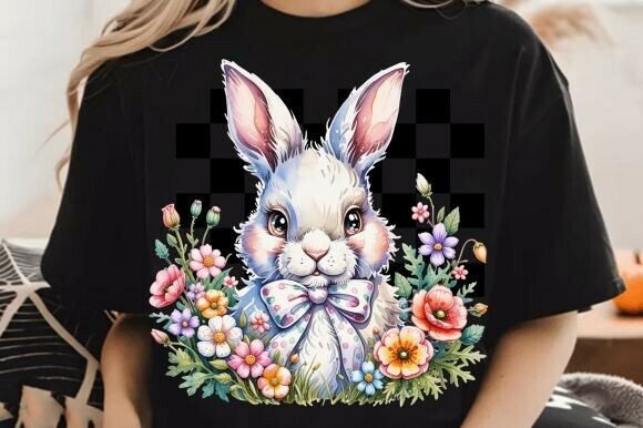 Elevate Your Spring Designs with the Happy Easter Bunny Coquette Bow PNG