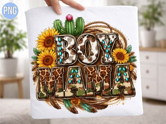 Elevating Print-on-Demand with the Western Boy Mama Sunflower Cactus PNG