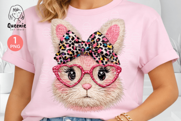 Faux Yarn Leopard Bow Easter Bunny Design