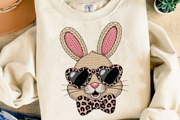 Faux Yarn Leopard Happy Easter Bunny PNG: A Creative Asset for Modern Designers