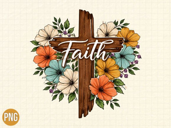 Floral Wood Cross Faith Christian PNG: A Versatile Asset for Modern Creators