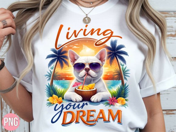 French Bulldog Summer Beach Dream PNG: Elevate Your Creative Projects with High-Quality Digital Art