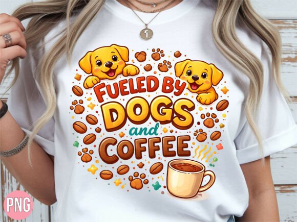 Fueled by Dogs and Coffee PNG T-shirt: Elevating Print on Demand with High-Quality Digital Design