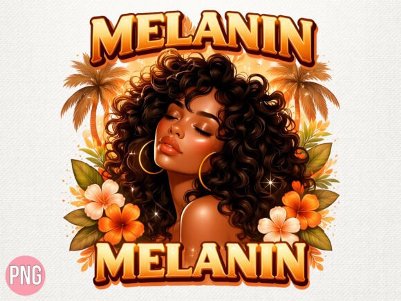 Melanin Queen Tropical Summer PNG Design